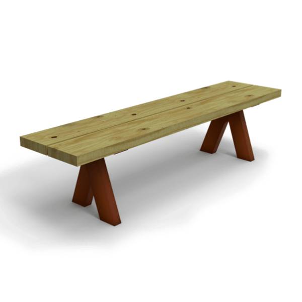 Benito Olea Wooden Park Bench - Without Backrest