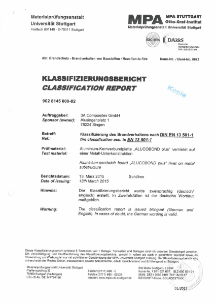 Alucobond Plus EN13501-1