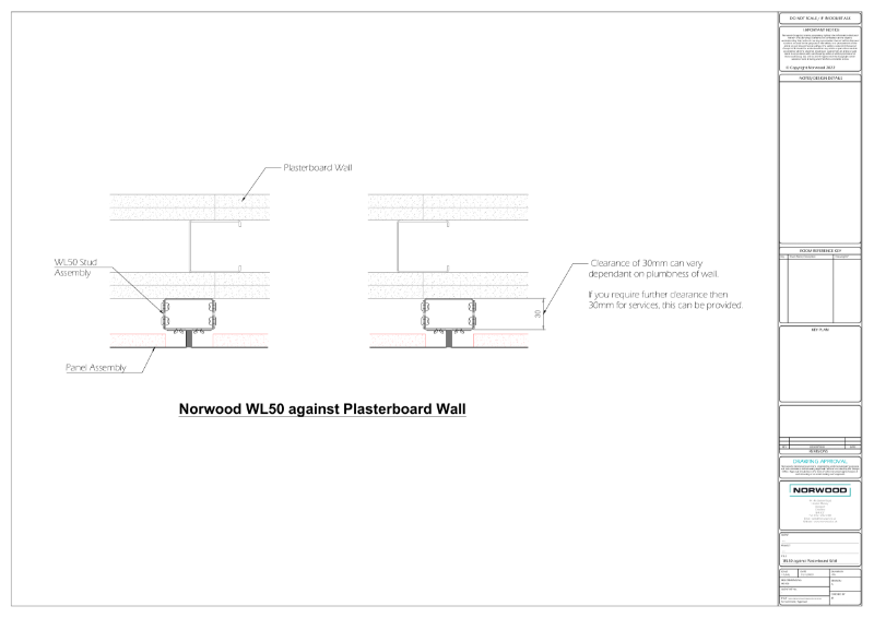 Wall Lining 50mm against Plasterboard Wall