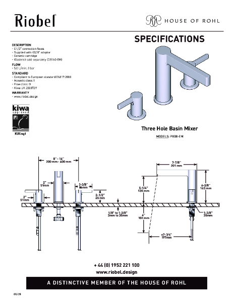 Paradox 3 Hole Basin Mixer - PDS