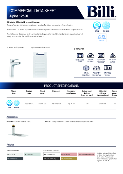 Alpine 125 XL Datasheet