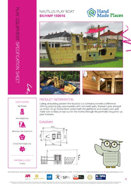 The Nautilus Play Boat Specification Sheet