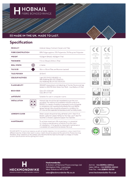 Heckmondwike - Hobnail - Specification Sheet