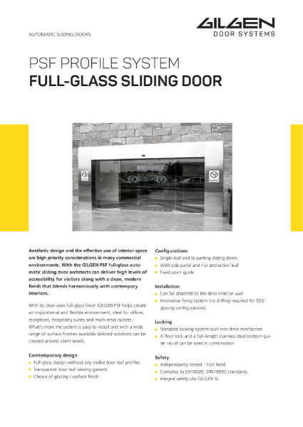 Gilgen PSF Frameless Door System