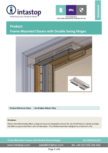 Data Sheet - Frame Mounted Closers with DS Hinges