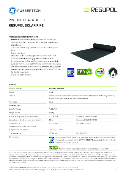 REGUPOL Solar Fire - Data Sheet
