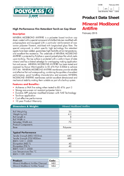 Fire Rated Bitumen Roof Membrane - Modibond