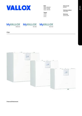 MyVallox 096 MV - 110 MV - 145 MV - Käyttöohje