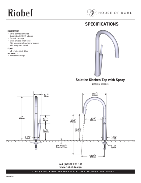 Solstice Single Lever Kitchen Mixer With Pull Down Spray - PDS