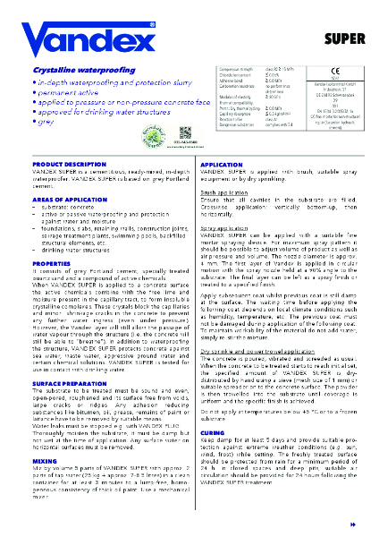 VANDEX Super - Product Data Sheet