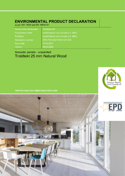 EPD - Troldtekt 25mm natural wood unpainted