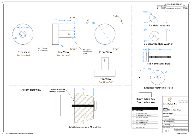 BLU™ - KM150 Round Door Pull CAD