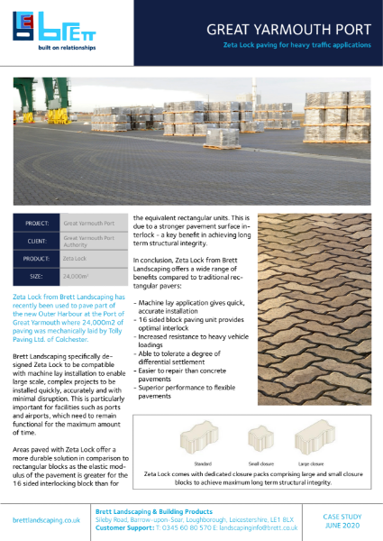 Zeta Lock paving the solution for heavy traffic applications at Great Yarmouth Port.