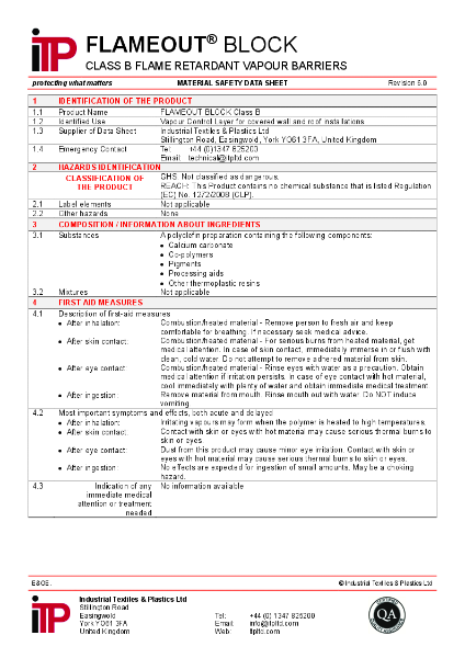 FlameOUT Block Class B MSDS R6-0