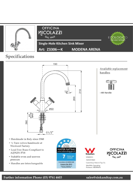 Z3306 Modena Arena technical specification.