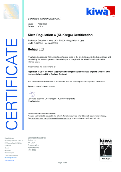 Kiwa Regulation 4 (KUKreg4) Certification
