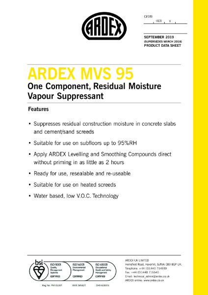 ARDEX MVS 95 Datasheet