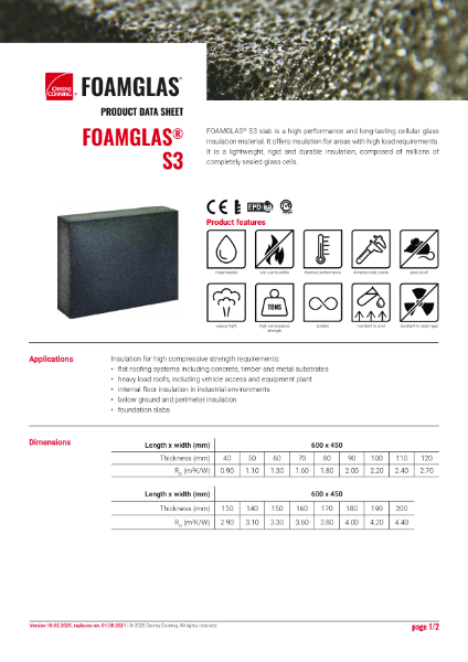 PDS_FOAMGLAS® Slab S3