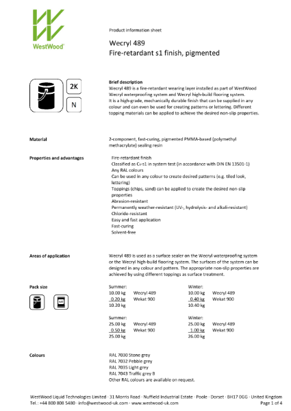 Wecryl 489 - Product information sheet