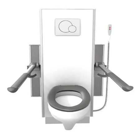 Universelle bad - Løsning med SELECT TL1 elektrisk toiletløfter, PLUS toiletstøtter, toilet og Dania toiletsæde