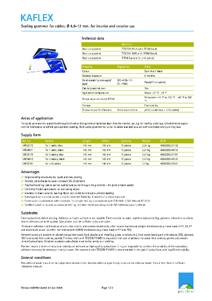 Pro Clima Kaflex Technical Data Sheet