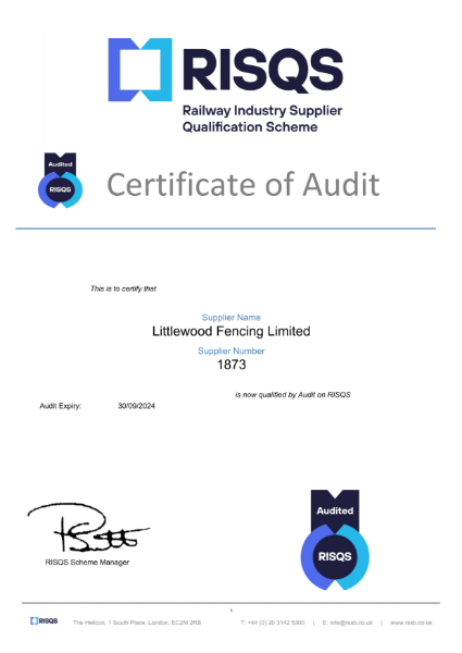 RISQS - Certificate of Audit