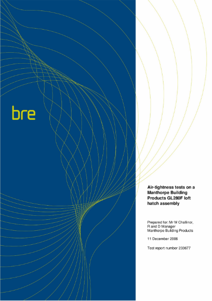 Manthorpe GL270F & GL280F Fire Rated Access Hatches - BRE Airtightness Test Report 233-677