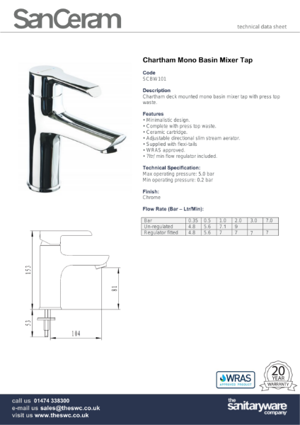 Chartham Mono Basin Mixer Tap - SCBW101