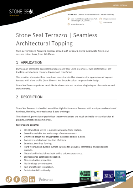 Stone Seal Terrazzo | Seamless Architectural Topping