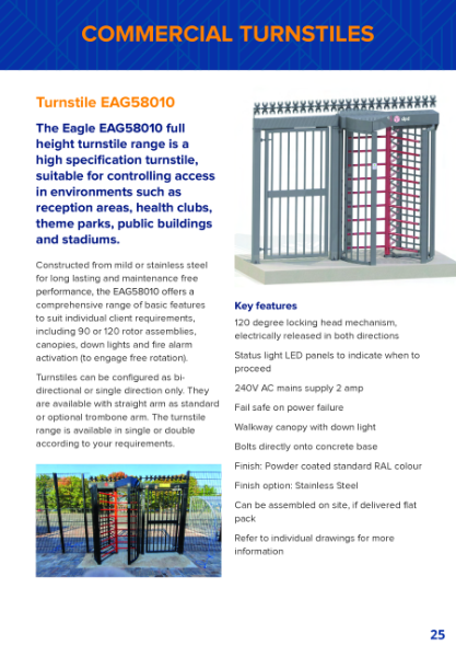 Commercial Turnstiles Product sheet