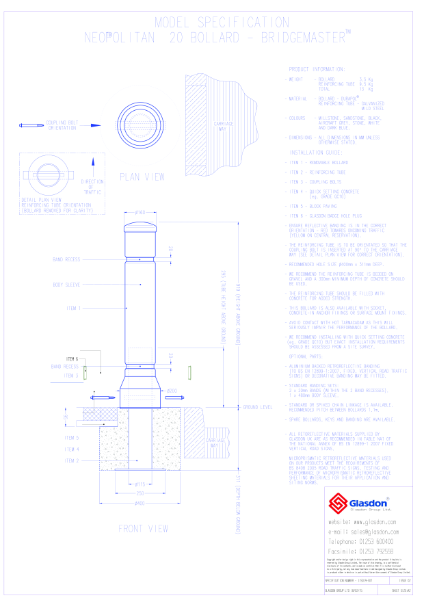 Neopolitan™ Guardsman 20 Bollard - Durapol® Model - Bridgemaster™