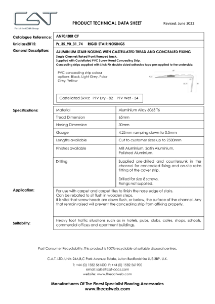 AN70 30R CF with Castellated PVC TDS