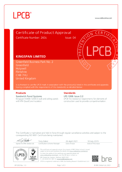 LPCB Certificate of Product Approval - 260C