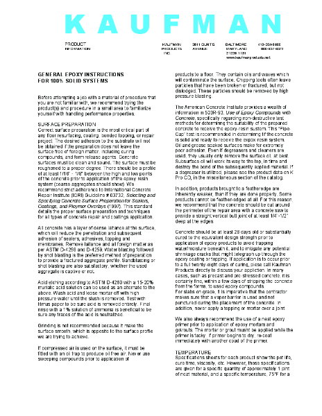 General Epoxy Instructions