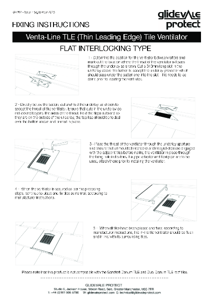 Glidevale Protect - Fixing Instructions - Venta-Line TLE In-line® Tile Ventilator