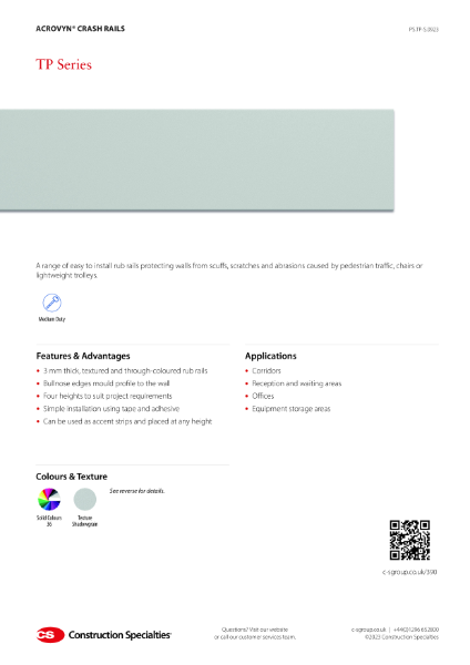 CS Acrovyn TP Rub Rails_Product Sheet (09.23)