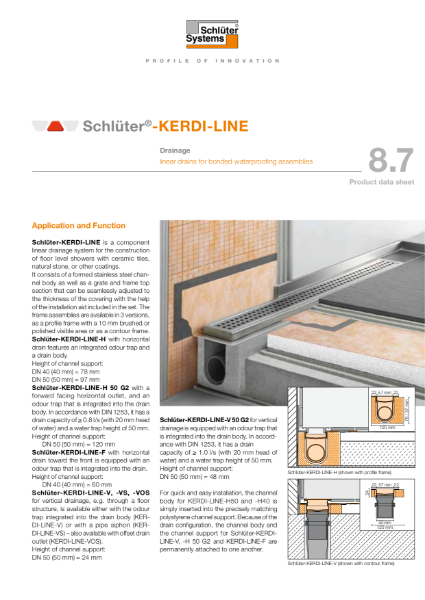 8.7 Schlüter-KERDI-LINE - Technical Data Sheet