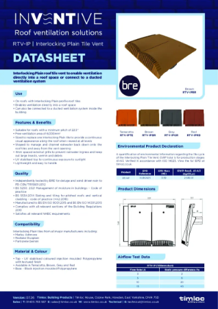 Interlocking Plain Roof Tile Vent Datasheet