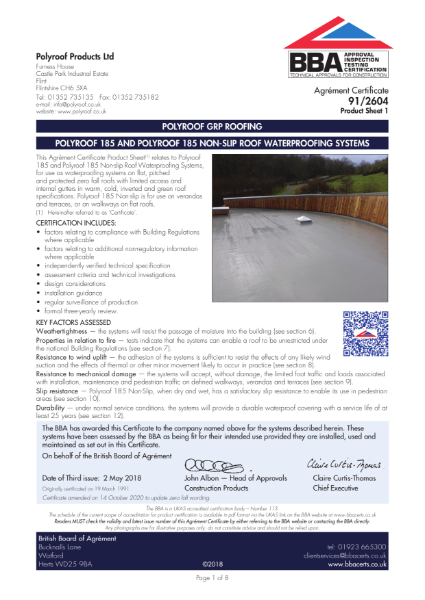 185 System BBA Certificate