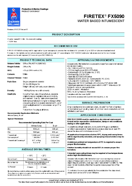 Steel Protection FIRETEX® FX5090 Product Data Sheet