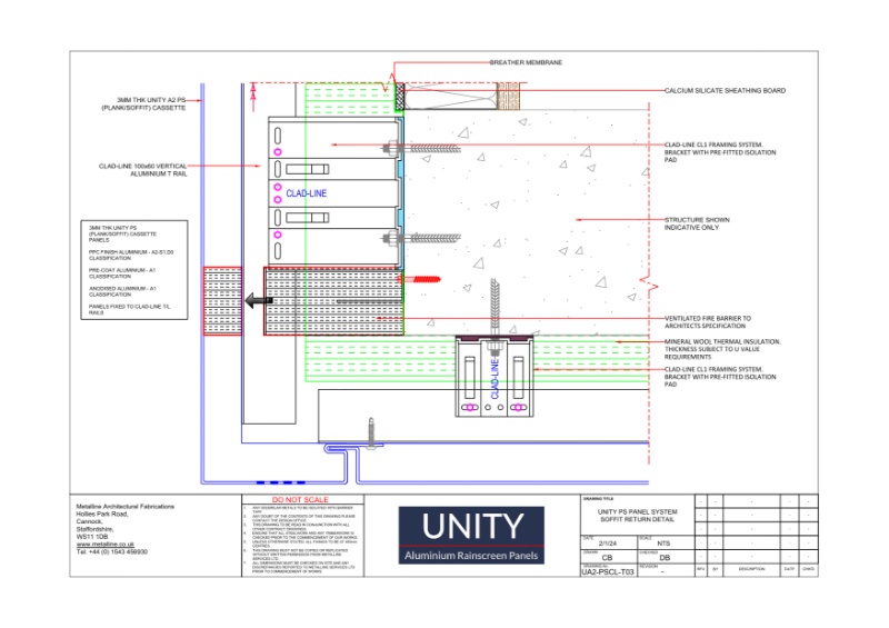 Unity A2 PS-03 Soffit Return Technical Drawing