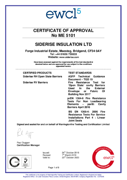 EWCL 5: Certificate number ME 5101