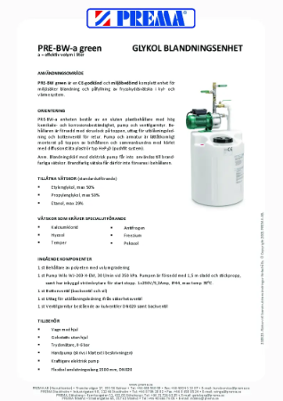 PRE-BW Green Produktblad