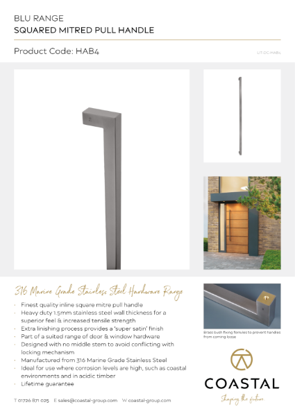 BLU™ - HAB4 Square Mitre Pull Handle Data Card