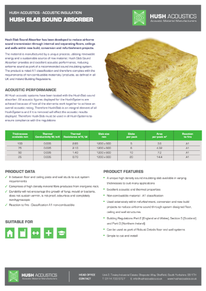 Hush Slab Datasheet