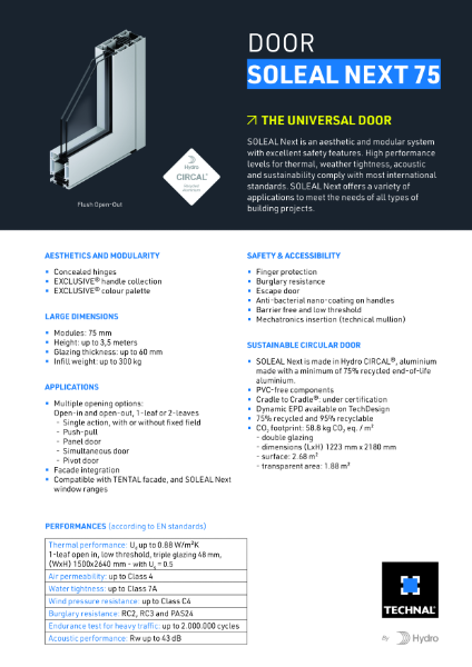 SOLEAL Next 75 Door Datasheet