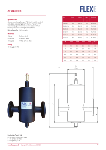 Product Data Sheet - Air Separator