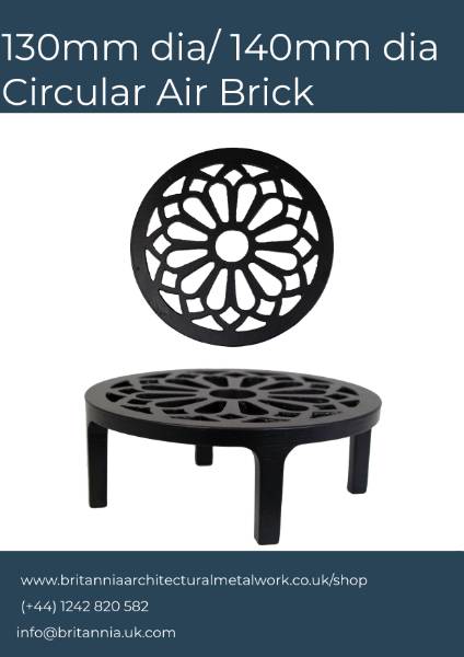 Air Bricks - Circular cast iron and aluminium. External or internal ventilation airbrick. - Cast Iron and Aluminium Air Bricks