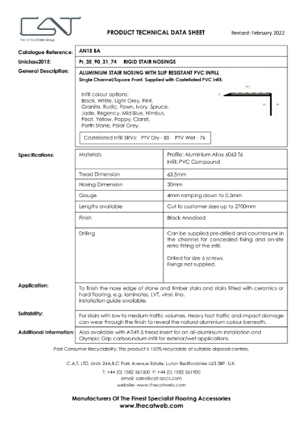 AN15 BA with Castellated PVC TDS