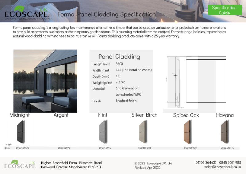 Ecoscape UK Panel Cladding Technical Specification